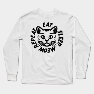 Eat Sleep Meow Repeat Long Sleeve T-Shirt